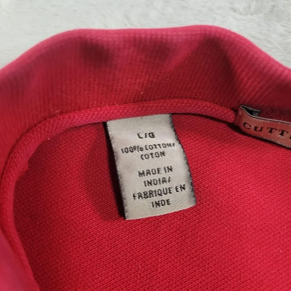 Cutter & Buck Pinehurst 1895 Polo Shirt Mens Large Red Golf Cotton Knit Logo